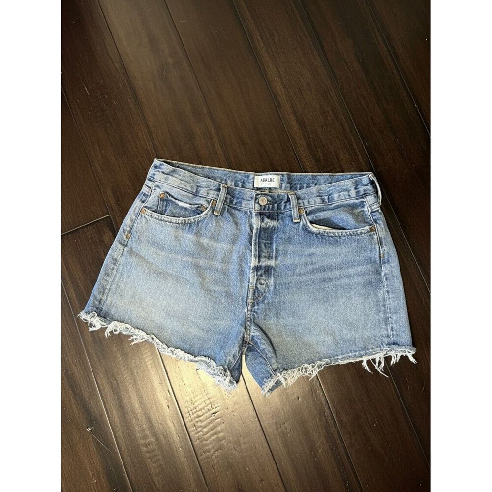 AGOLDE Parker High Rise Cut Off Denim Shorts Raw Hem Jorts Size 31
